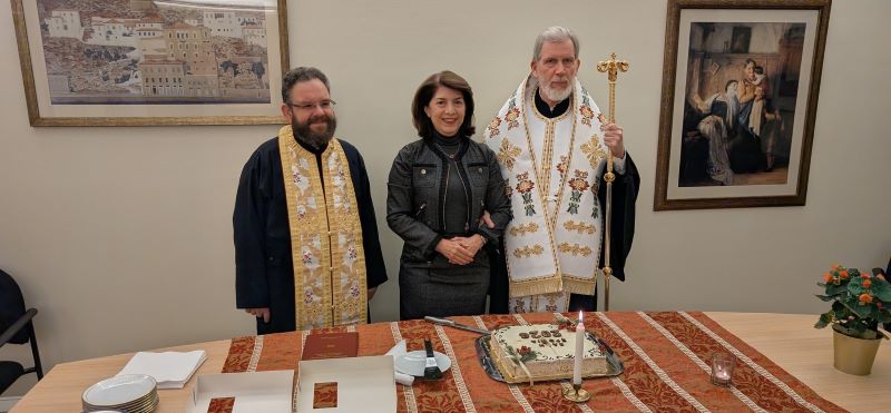Vasilopita cutting at the Greek Embassy of Stockholm.